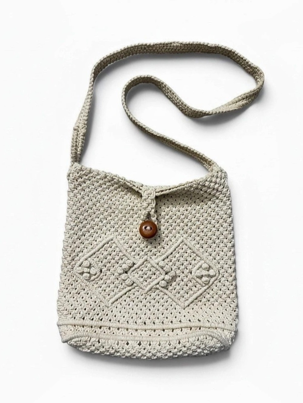 Crochet Crossbody Bag in Cream Like New
